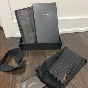 Saint Laurent Black Crocodile Embossed Wallet
